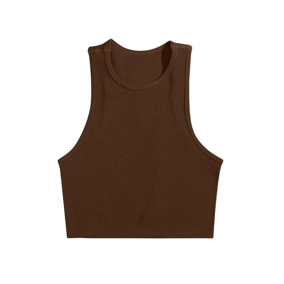 Dagugfen Ribbed Tank Tops for Women Knit Lightweight Stretch Comfy Round Neck Workout Tops for Yoga Pilates