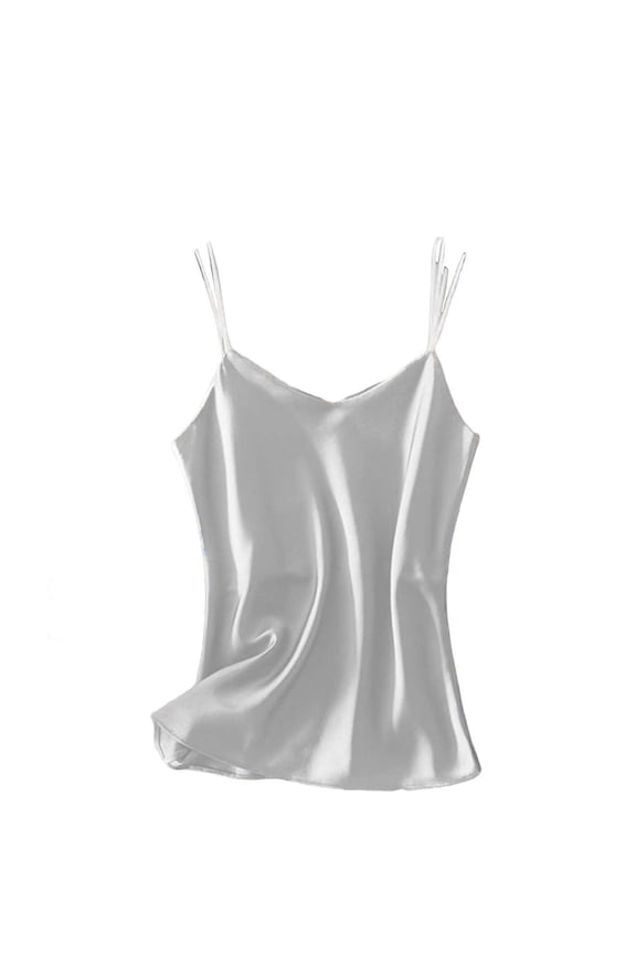 Satin Tops for Women Strap Sleeveless Regular Fitted Sleepe Wear Pajama Shirts for Women Solid Color Blouses