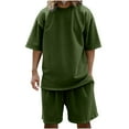 thumbnail image 1 of Dagugfen Sets for Men Trendy Shortsuits Crewneck Tshirts and Knee Length Shorts Casual Work Travel Outfits Fashion, 1 of 9