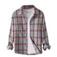 thumbnail image 1 of Dagugfen Shirts for Men Button down Long Sleeve Loose Lightweight Plaid Casual Fishing Shirts Work Shirts, 1 of 6