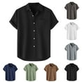 thumbnail image 1 of Dagugfen Shirts for Men Button down Short Sleeve Loose Solid Color Comfy Business Casual Work Tops Pocket, 1 of 9
