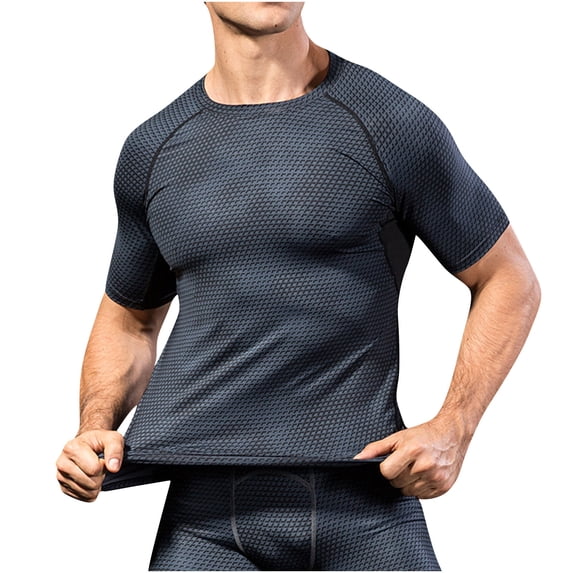 Dagugfen Shirts for Men Crew Neck Short Sleeve Tight Lightweight Workout Running Gym Muscle Tops Tee