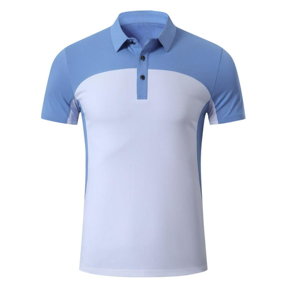 Dagugfen Shirts for Men Lapel V Neck Short Sleeve Lightweight Color Block Lightweight Leisure Workout Gym Tops