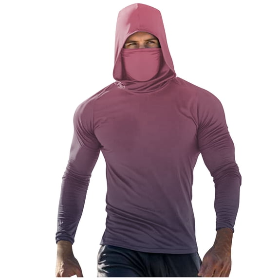 Dagugfen Shirts for Men Long Sleeve Crew Neck Sun Protection Slim Comfy Travel Casual Tops Striped
