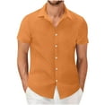 thumbnail image 1 of Dagugfen Shirts for Men Short Sleeve Button up Loose Summer Solid Color Travel Casual Tops Size S-XXXL, 1 of 6