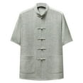 thumbnail image 1 of Dagugfen Shirts for Men Short Sleeve Flower Knot up Stand Collar Loose Lightweight Casual Tops Fashion, 1 of 3