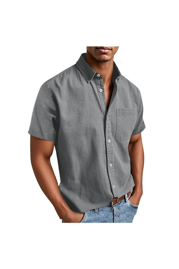 Short Sleeve Shirts for Men Plus Size Button up Loose Comfy Business Casual Work Shirts Pocket