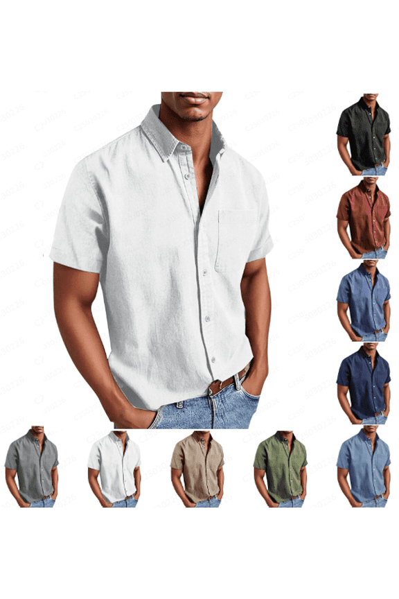 Short Sleeve Shirts for Men Plus Size Button up Loose Comfy Business Casual Work Shirts Pocket