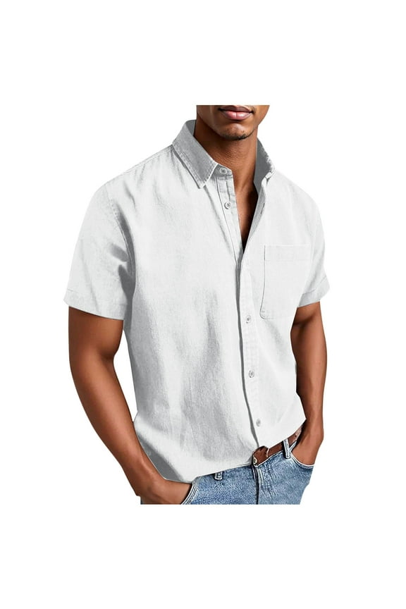 Short Sleeve Shirts for Men Plus Size Button up Loose Comfy Business Casual Work Shirts Pocket