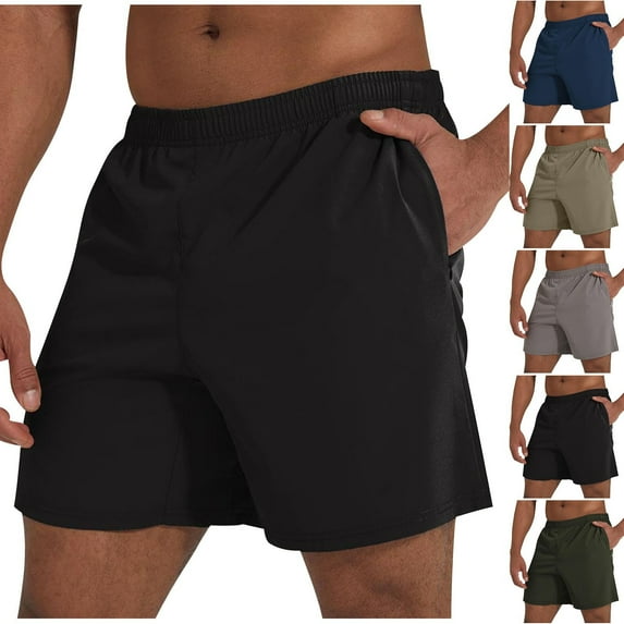 Dagugfen Shorts for Men Elastic Waist Loose Solid Color Lightweight Summer Beach Trainning Trackshorts