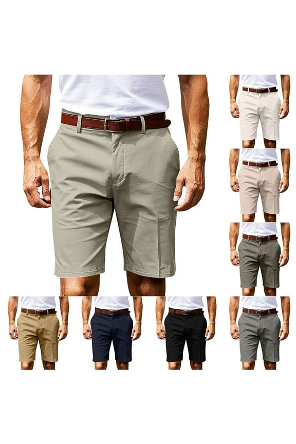 Shorts for Men Knee Length Button Fitted Lightweight Working Formal Suit Shorts with Pockets