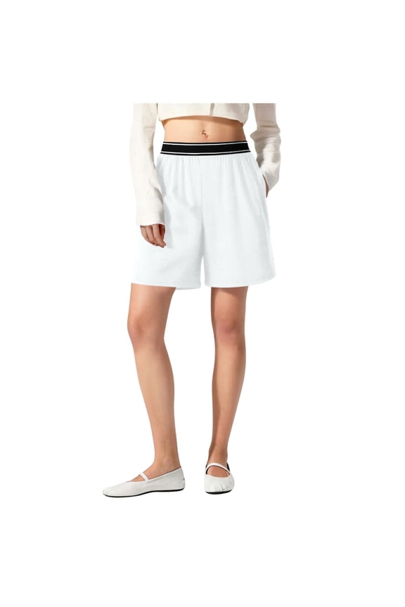 Shorts for Women Athleisure 7" Inseam Loose Outdoor Activewear Shorts with Pockets Solid Color