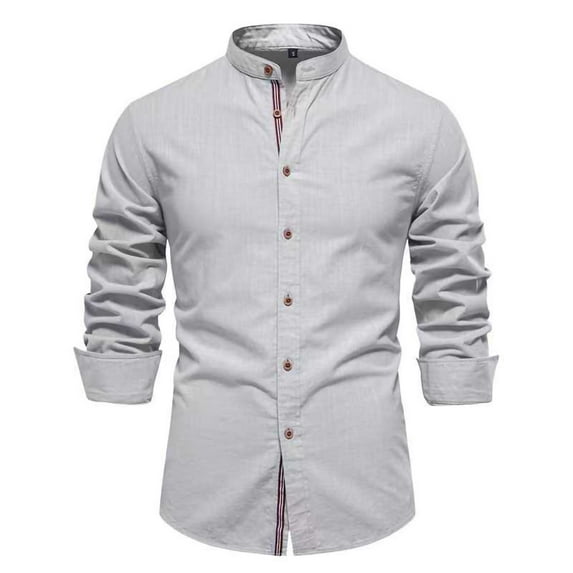 Dagugfen Spring Fall Shirts for Men Button down Ruched 3/4 Sleeve Lightweight Casual Shirts Solid Color