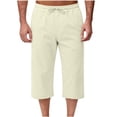thumbnail image 1 of Dagugfen Summer Capris for Men Straight Leg Drawstring Elastic Waist Capri Pants Below Knee Casual Daily Wear Pants with Pockets, 1 of 7