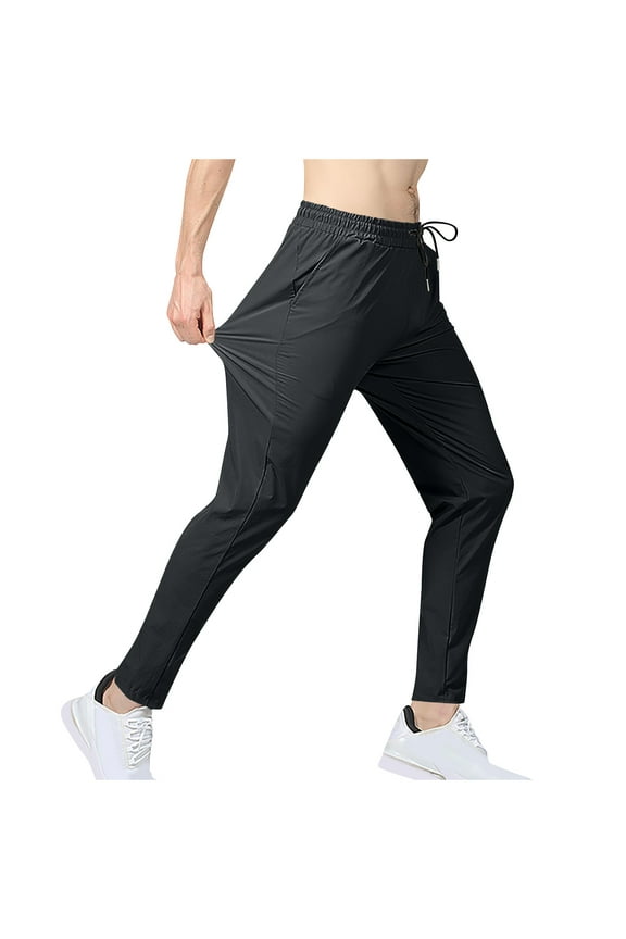 Summer Pants for Men Drawstring Elastic Waist Fitted Lightweight Jogger Trainning Gym Athletic Pants