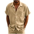 thumbnail image 1 of Dagugfen Summer Shirts for Men Short Sleeve Button up Striped Loose Lightweight Casual Beach Shirts with Pocket, 1 of 9