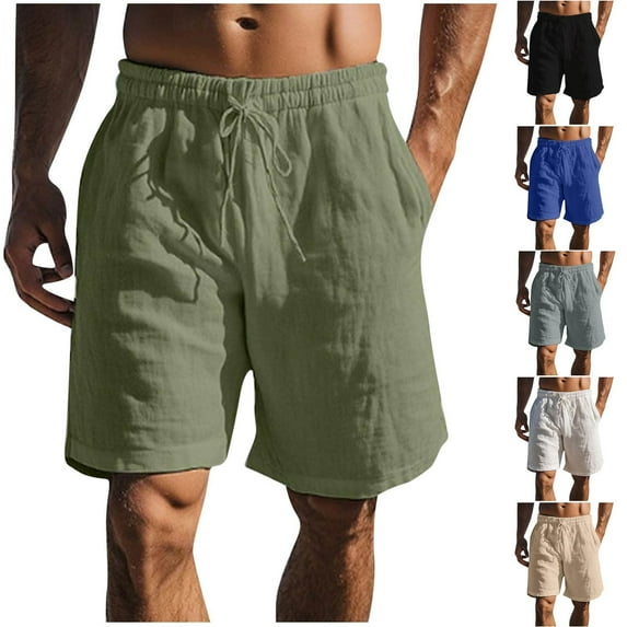Dagugfen Summer Shorts for Men Drawstring Elastic Waist Knee Length Loose Gym Walking Athletic Shorts