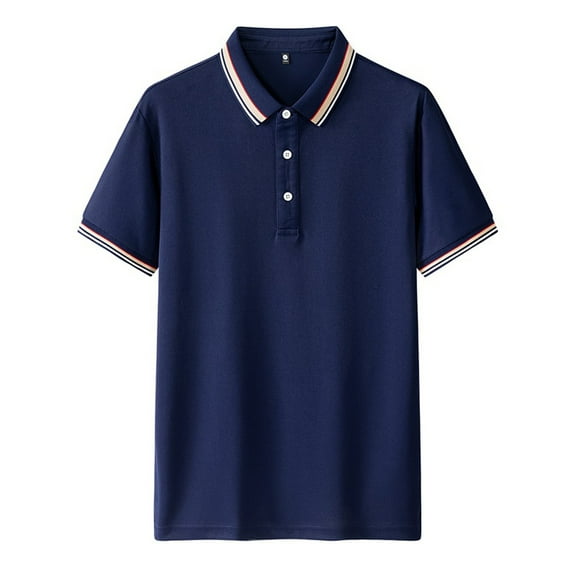 Dagugfen Summer Tops for Men Lapel V Neck Business Casual Office Short Sleeve Color Block Tee Shirts