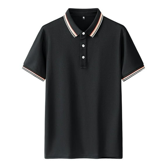 Dagugfen Summer Tops for Men Lapel V Neck Business Casual Office Short Sleeve Color Block Tee Shirts