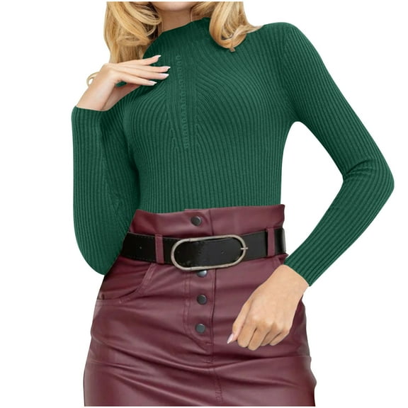 Dagugfen Sweaters for Women Fall Winter Long Sleeve Comfy Casual Slim Fitting Pullover Workwear Tops