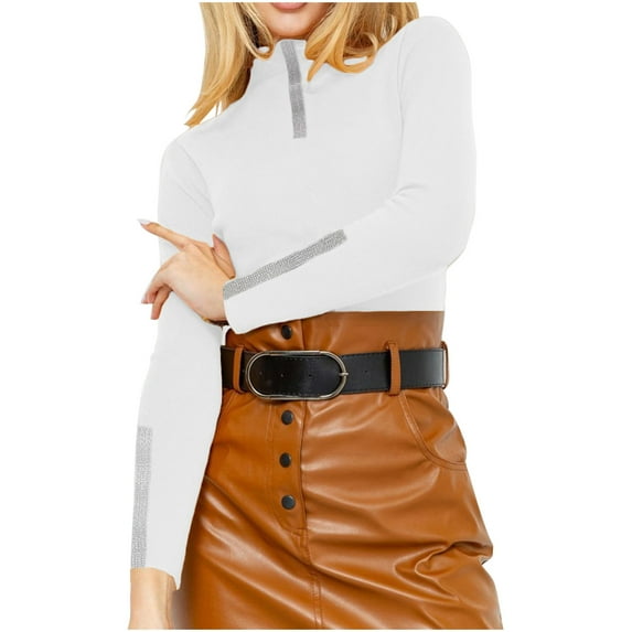 Dagugfen Sweaters for Women Fall Winter Long Sleeve Comfy Casual Slim Fitting Pullover Workwear Tops