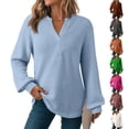 thumbnail image 1 of Dagugfen Sweaters for Women Long Sleeve V Neck Drop Shoulder Loose Casual Solid Color Work Tops Fall Clothes, 1 of 9