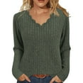 thumbnail image 1 of Dagugfen Sweaters for Women Ribbed Wave V Neck Slim Fitted Comfy Knit Casual Work Long Sleeve Shirts, 1 of 7