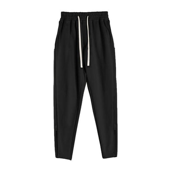 Dagugfen Sweatpants for Men Drawstring Elastic Waist Side Zipper Comfy Workout Sports Pants Solid Color