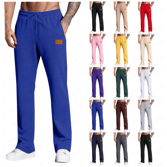 Dagugfen Sweatpants for Men Elastic Waist Straight Leg Loose Comfy Leisure Work Travel Workout Pants