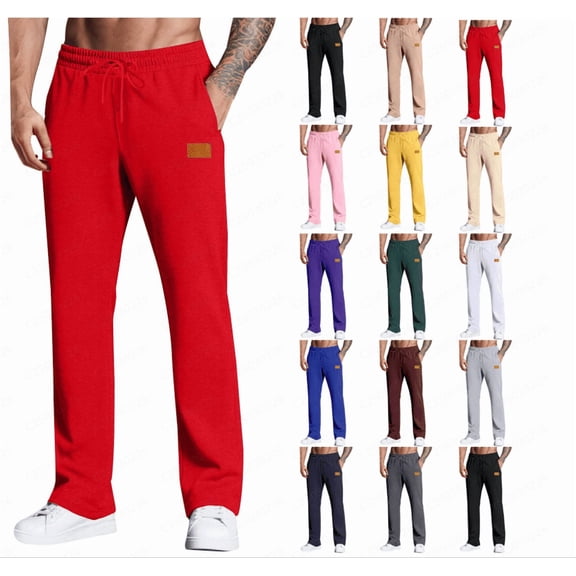 Dagugfen Sweatpants for Men Elastic Waist Straight Leg Loose Comfy Leisure Work Travel Workout Pants