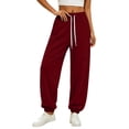 thumbnail image 1 of Dagugfen Sweatpants for Women Elastic Waist Drawstring Cinch Bottom Athletic Outdoor Jogging Pants with Pockets(M,Red), 1 of 7