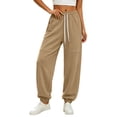 thumbnail image 1 of Dagugfen Sweatpants for Women Elastic Waist Drawstring Cinch Bottom Athletic Outdoor Jogging Pants with Pockets(XXL,Khaki), 1 of 7