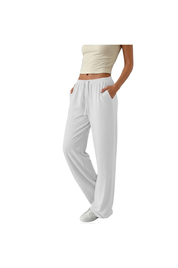 Sweatpants for Women Loose Comfy Elastic Waist Drawstring Pants with Pockets Running Workout Solid Color