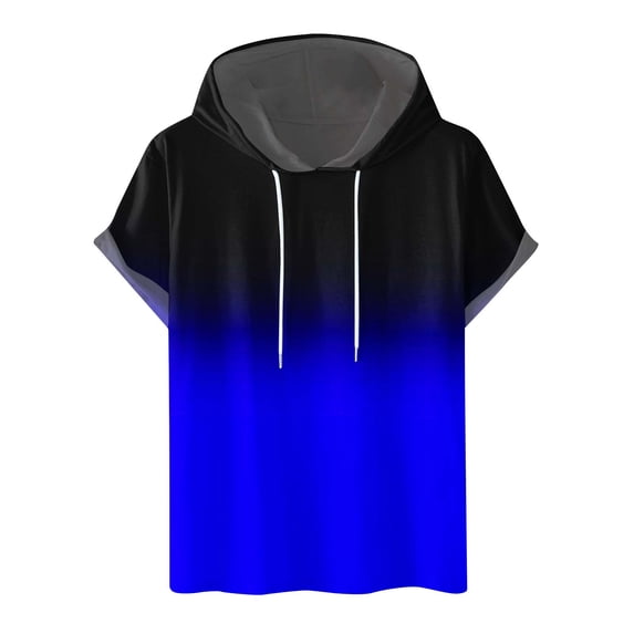 Dagugfen Sweatshirts for Men Hoodie Short Sleeve Drawstring Comfy Gradient Color Casual Pullover Tops Fashion