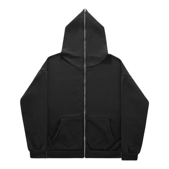 Dagugfen Sweatshirts for Men with Hooded Long Sleeve Full Zip up Cinch Cuff Loose Fitted Sports Casual Sweatshirts with Pockets(XXXL,Black)
