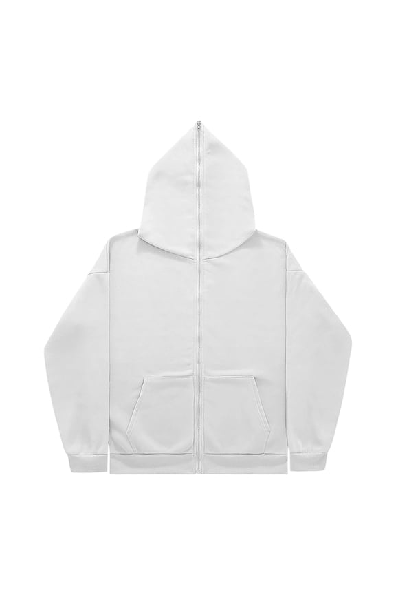 Sweatshirts for Men with Hooded Long Sleeve Full Zip up Cinch Cuff Loose Fitted Sports Casual Sweatshirts with Pockets(XXXL,White)