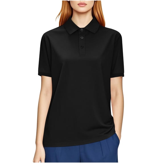 Dagugfen T Shirts for Women Collared Neck Short Sleeve Work Wear Quick Drying Golf Shirts S-5XL