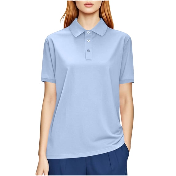 Dagugfen T Shirts for Women Collared Neck Short Sleeve Work Wear Quick Drying Golf Shirts S-5XL