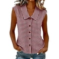 thumbnail image 1 of Dagugfen Tank Tops for Women Button down Plaid Shirts Lapel Neck Sleeveless Shirts Summer Casual Home Daily Wear Tops, 1 of 8