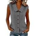 thumbnail image 1 of Dagugfen Tank Tops for Women Button down Plaid Shirts Lapel Neck Sleeveless Shirts Summer Casual Home Daily Wear Tops, 1 of 8