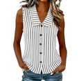 thumbnail image 1 of Dagugfen Tank Tops for Women Button down Striped Shirts Lapel Neck Sleeveless Shirts Summer Casual Home Daily Wear Tops, 1 of 8