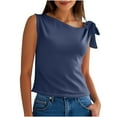 thumbnail image 1 of Dagugfen Tank Tops for Women Trendy High Low Neck Tie Strap Sleeveless Loose Lightweight Casual Comfy Resort Wear, 1 of 7