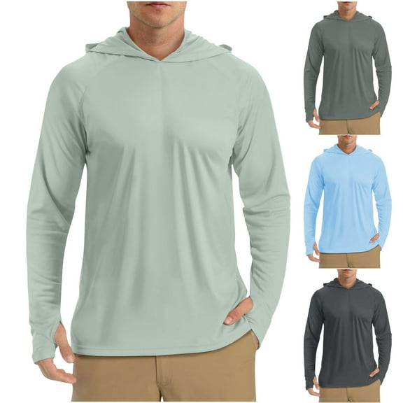 Dagugfen Top for Men Hoodie Long Sleeve Sun Protection Slim Lightweight Comfy Outdoor Fishing Shirts