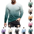 thumbnail image 1 of Dagugfen Tops for Men Plus Size Long Sleeve Crewneck Slim Gradient Color Comfy Casual Tee Tops, 1 of 4