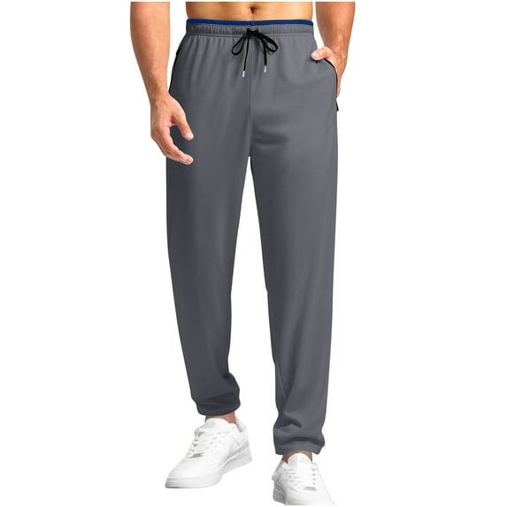 Dagugfen Trackpants for Men Drawstring Elastic Waist Lightweight Solid Color Sports Cropped Trousers