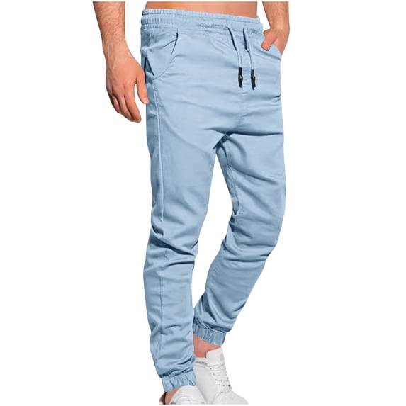 Dagugfen Trackpants for Men Elastic Waist Drawstring Fitted Lightweight Workout Sports Pants Pockets