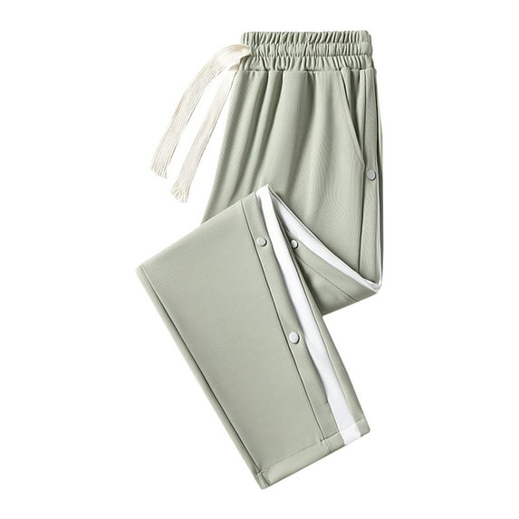 Dagugfen Trackpants for Men High Waist Drawstring Side Button Lightweight Color Block Workout Running Pants