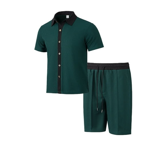 Dagugfen Travel Outfits for Men Shortsuits Button down Lapel Shirts and Shorts Trendy Casual Beach Vacation 2 Piece Outfits