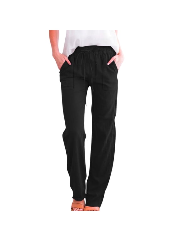 Travel Pants for Women Thin Lightweight Tapered Leg High Waist Casual Slim Fitting Workwear Trousers