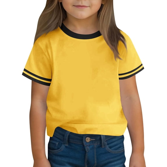Dagugfen Tshirt Tops for Teen Girls Color Blocked Short Sleeve Crew Neck Girls Casual Tee Shirt Tops Summer Daily Wear Tshirts 3-14 Years